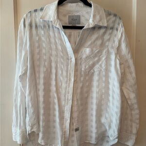 Rails Men's White Sheer Check Button-Down Shirt